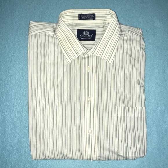 STAFFORD wrinkle free striped long sleeve collard - Picture 1 of 4